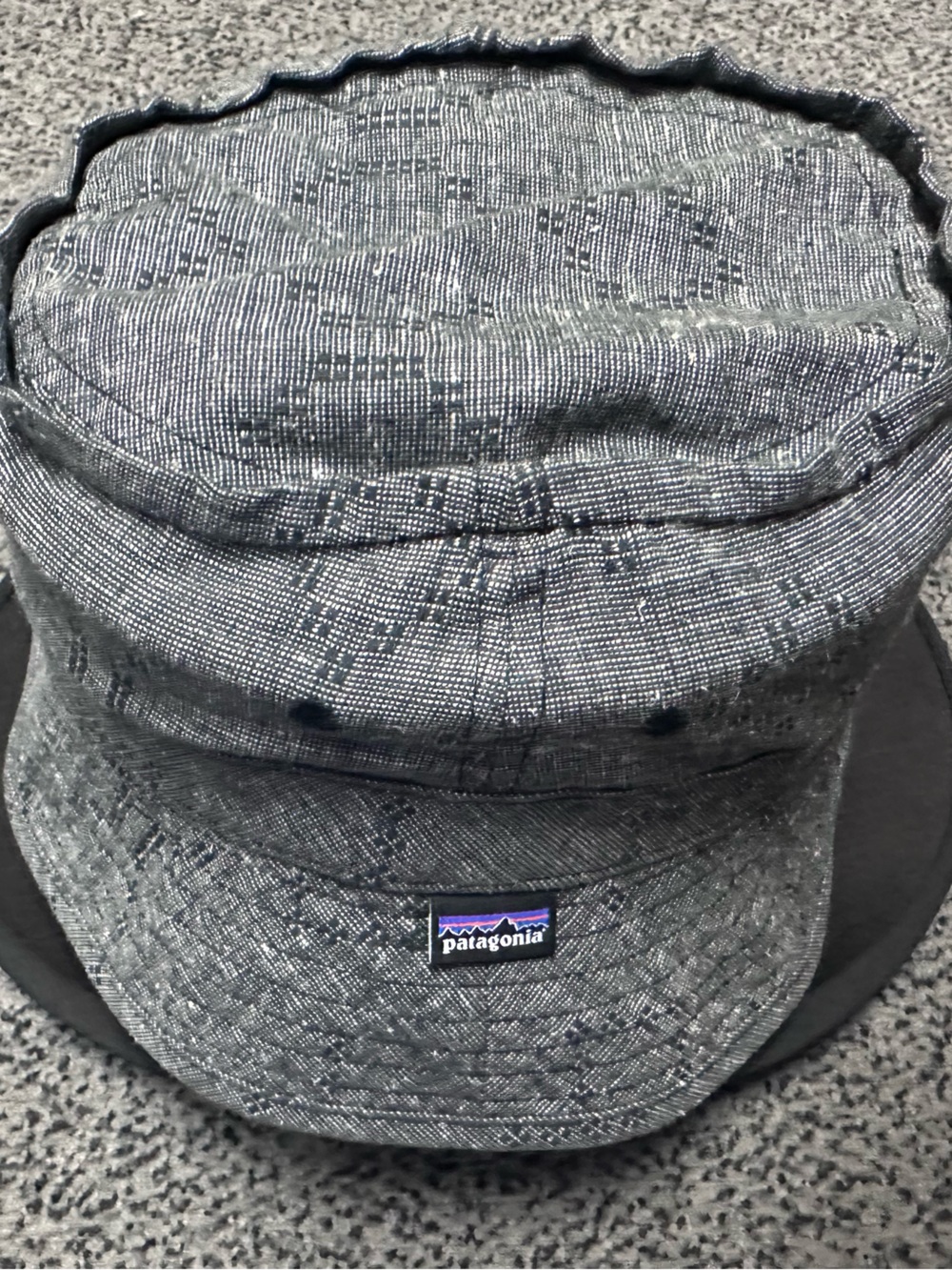 Patagonia Island hemp Gray Tan reversible Textured Bucket Hat OSFM NWOT